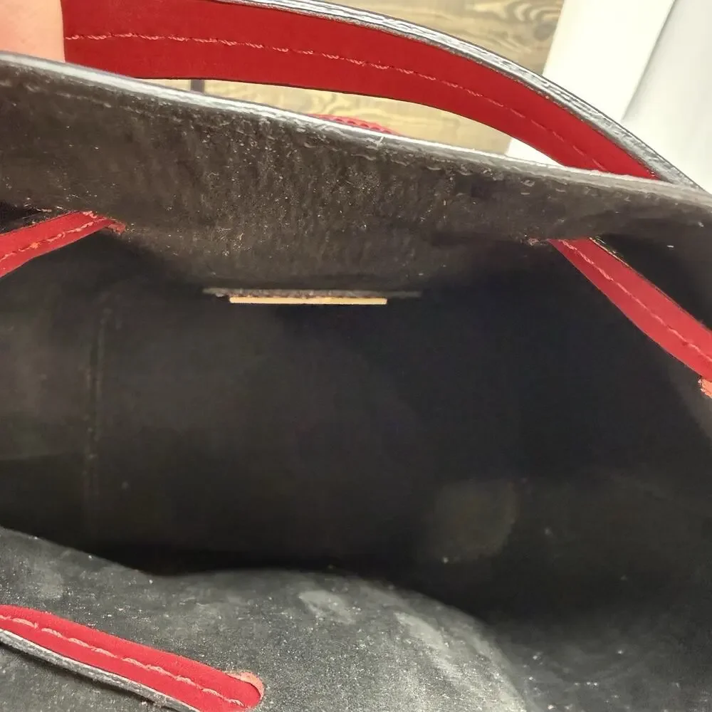 A. Bellucci Bucket Bag Red Leather Drawstring Made in Italy Crossbody Purse